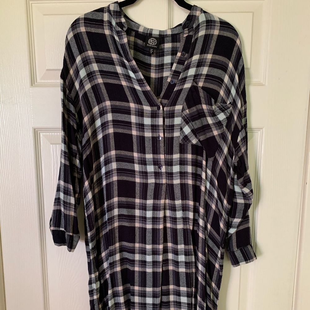 Long sleeve flannel print dress